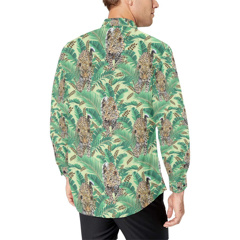 Leopard Pattern Print Design 03 Men's Long Sleeve Shirt