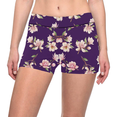 Magnolia Pattern Print Design MAG02 Yoga Shorts