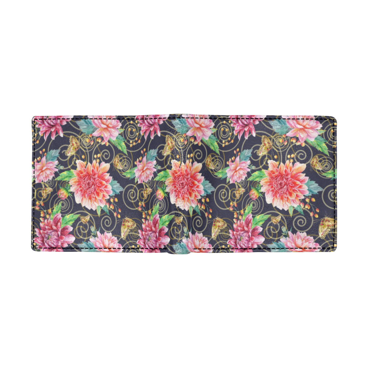 Dahlia Pattern Print Design DH02 Men's ID Card Wallet