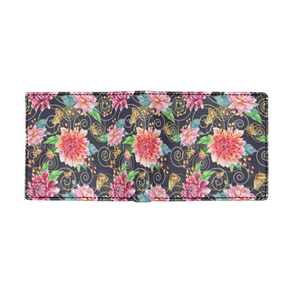 Dahlia Pattern Print Design DH02 Men's ID Card Wallet