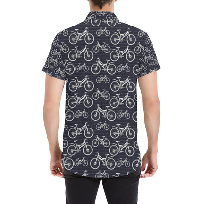 Mountain bike Pattern Print Design 02 Men's Short Sleeve Button Up Shirt