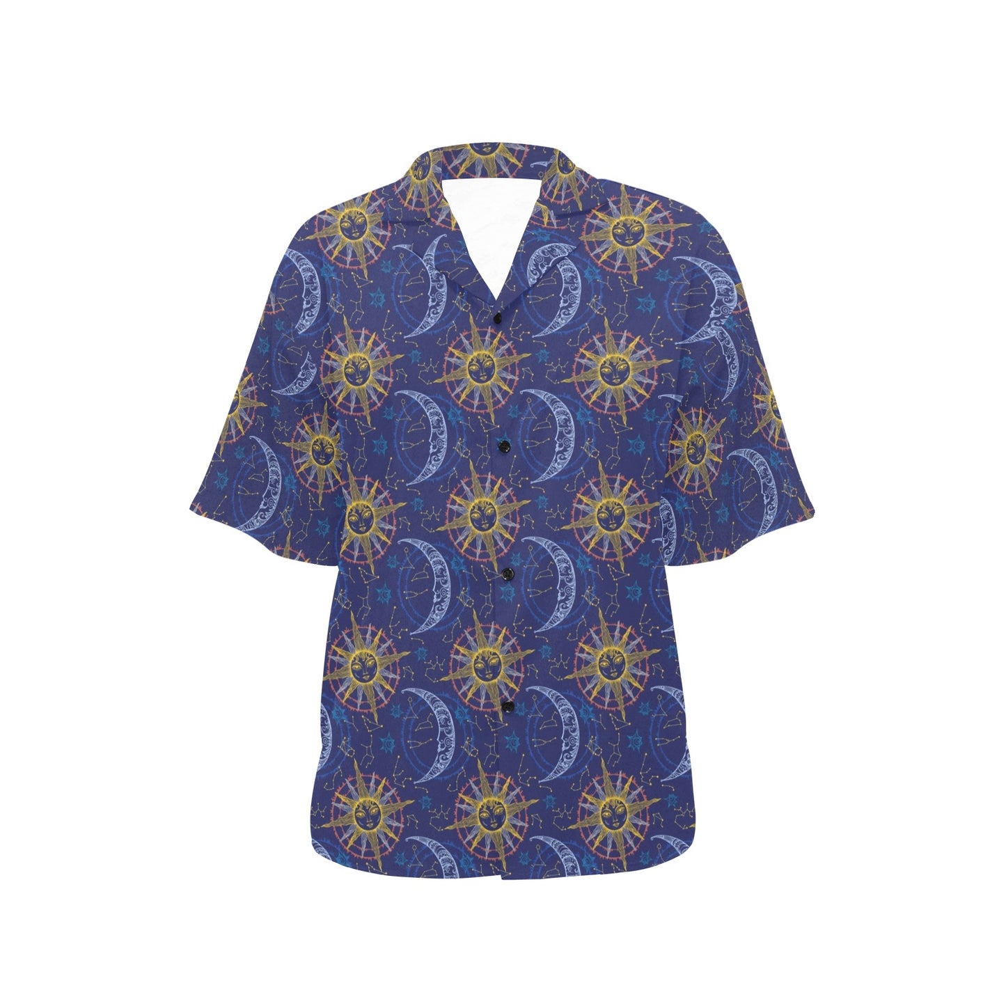 Celestial Moon Sun Pattern Print Design 01 Women's Hawaiian Shirt