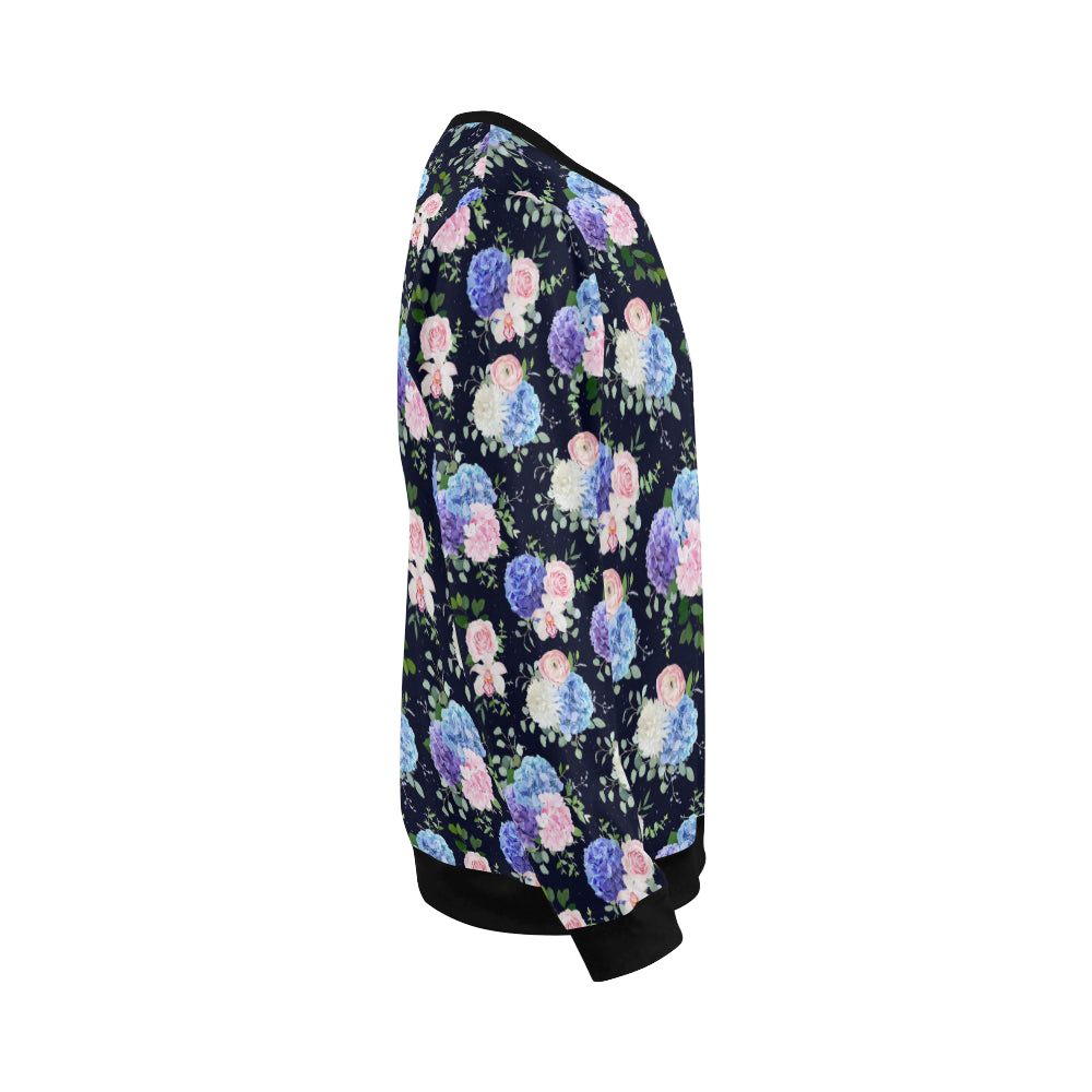 Hydrangea Pattern Print Design HD01 Men Long Sleeve Sweatshirt