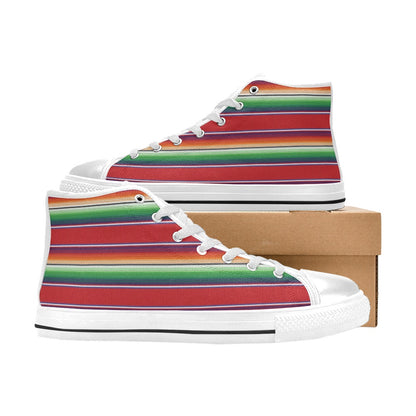 Serape Print Design LKS304 High Top Women's White Shoes