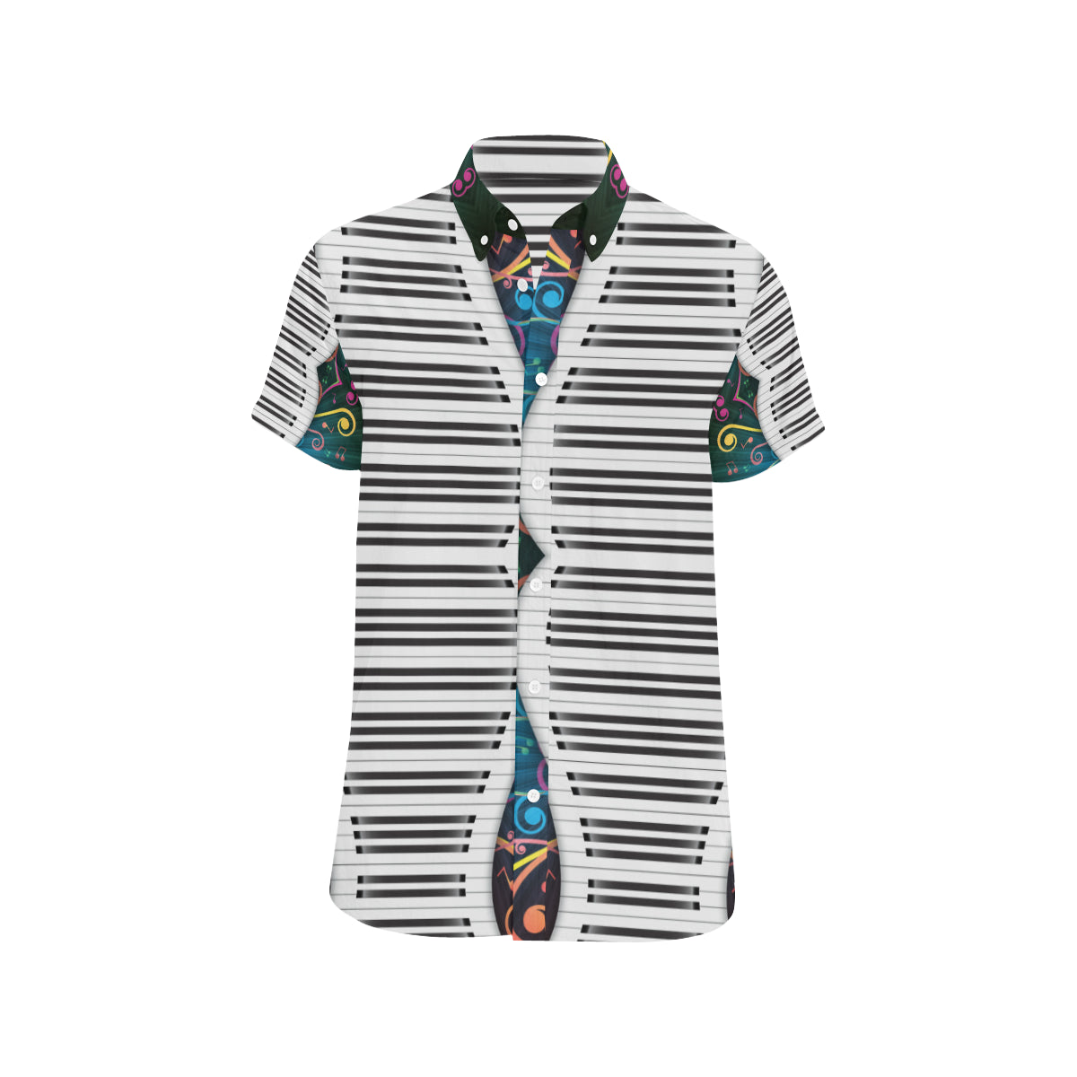 Piano Pattern Print Design 01 Men's Short Sleeve Button Up Shirt