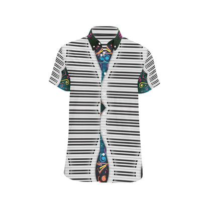 Piano Pattern Print Design 01 Men's Short Sleeve Button Up Shirt