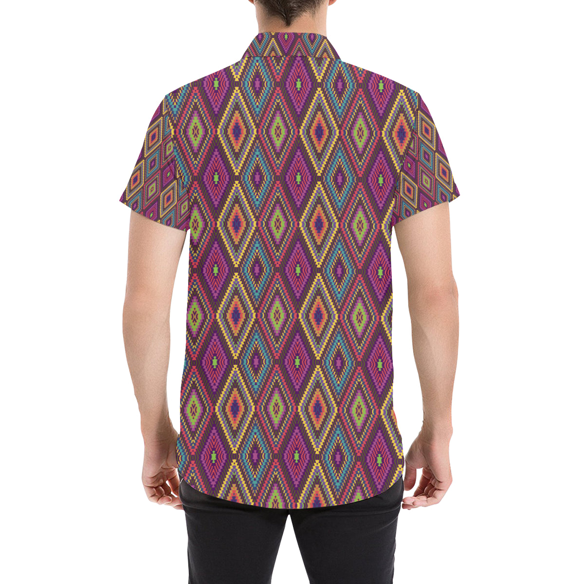 Southwestern Print Men's Short Sleeve Button Up Shirt