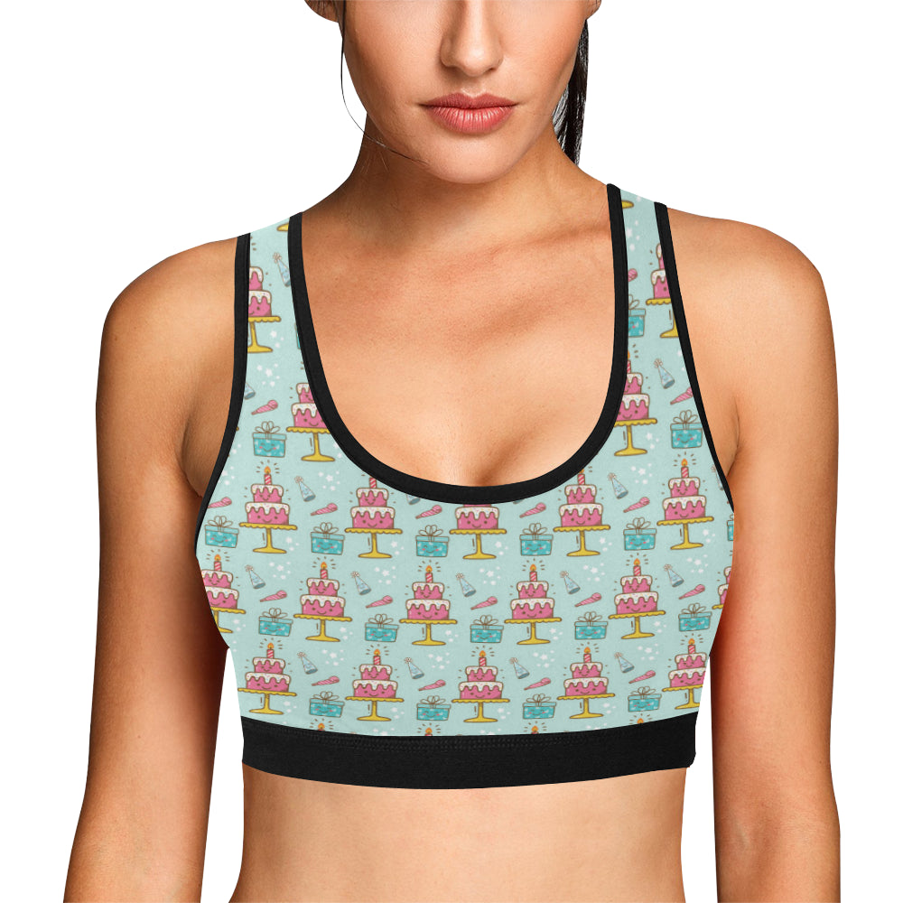 Cake Pattern Print Design 06 Sports Bra