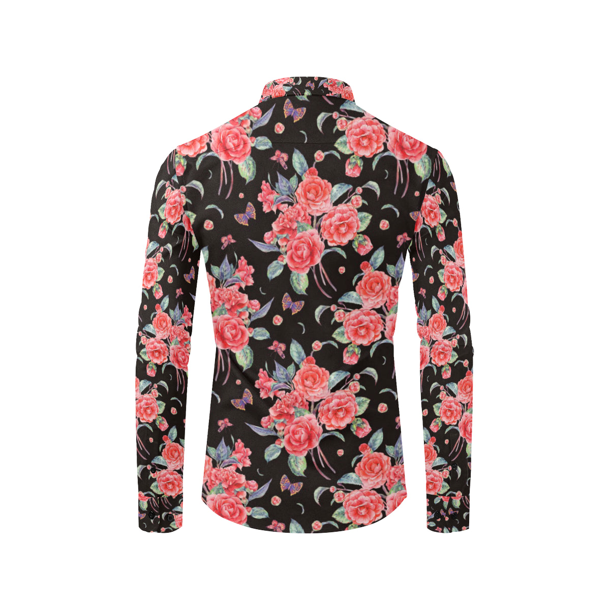 Camellia Pattern Print Design CM03 Men's Long Sleeve Shirt