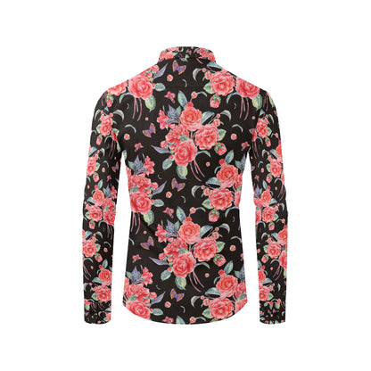 Camellia Pattern Print Design CM03 Men's Long Sleeve Shirt
