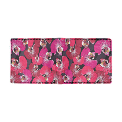 Orchid Red Pattern Print Design OR05 Men's ID Card Wallet