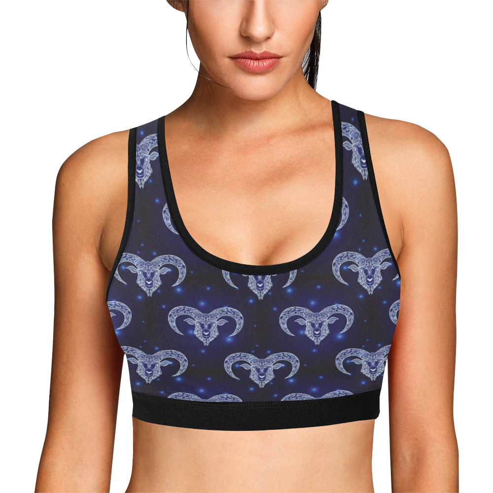 Aries Zodiac Pattern Print Design 01 Sports Bra