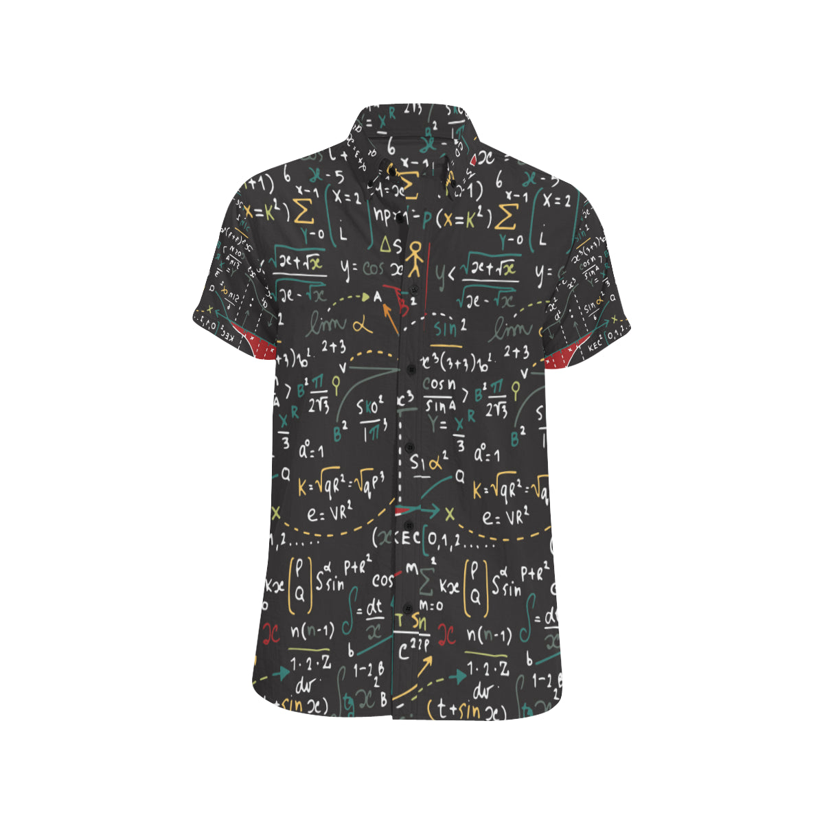Math Pattern Print Design 04 Men's Short Sleeve Button Up Shirt