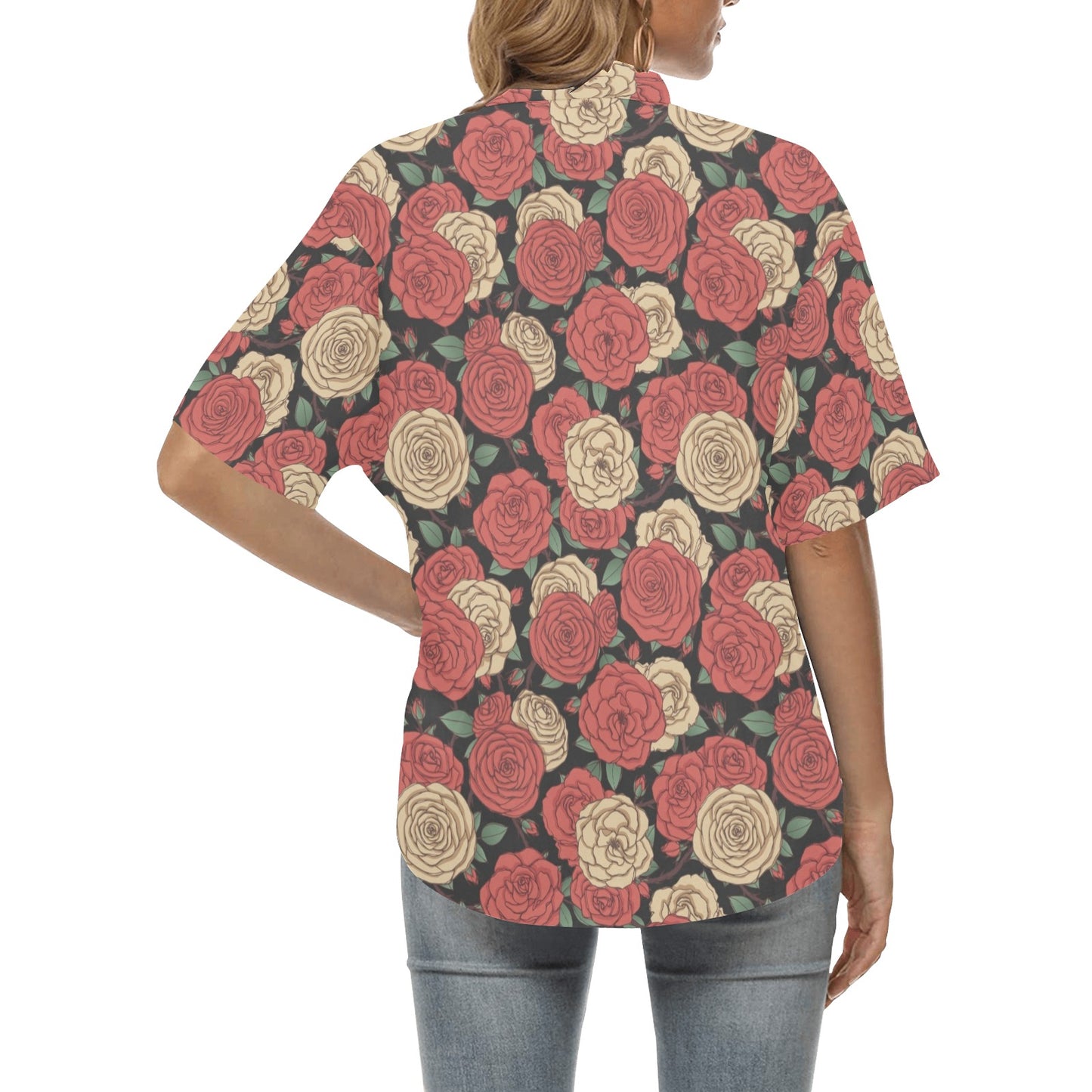 Camellia Pattern Print Design CM01 Women's Hawaiian Shirt
