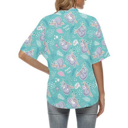 Sloth Print Design LKS309 Women's Hawaiian Shirt