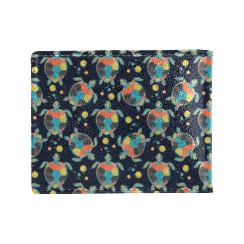 Sea Turtle Colorful with bubble Print Men's ID Card Wallet