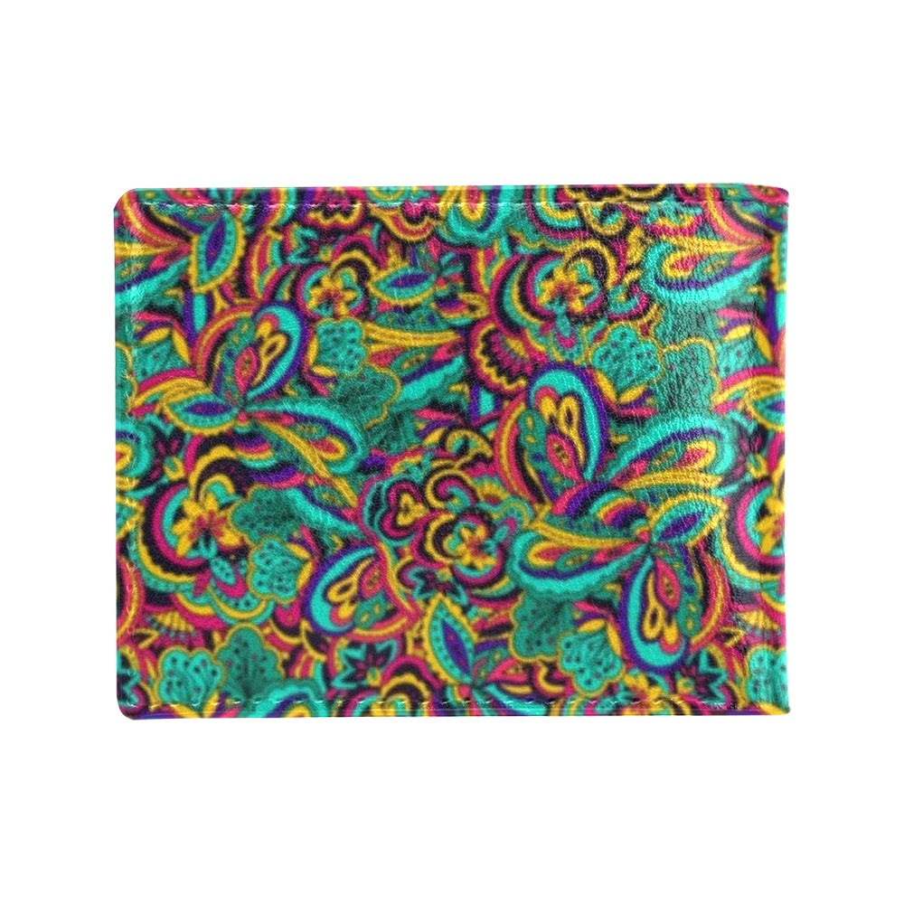 Psychedelic Trippy Floral Design Men's ID Card Wallet