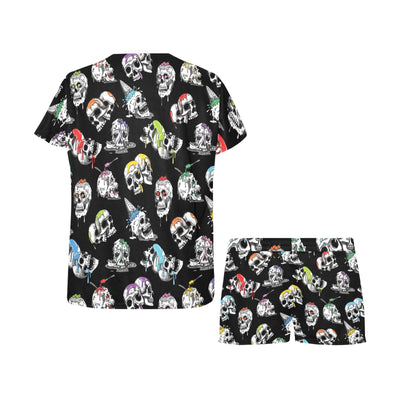 Skull Print Design LKS3013 Women's Short Pajama Set