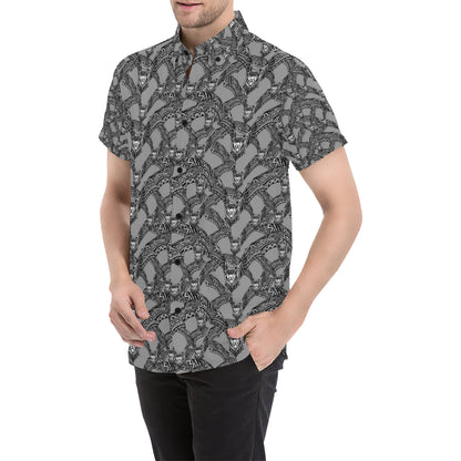 Bat Pattern Print Design 04 Men's Short Sleeve Button Up Shirt