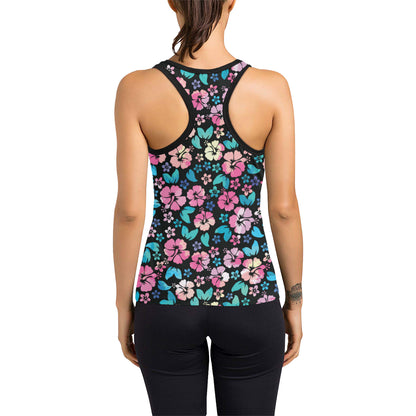Pink Hibiscus Hawaiian Flower Women's Racerback Tank Top