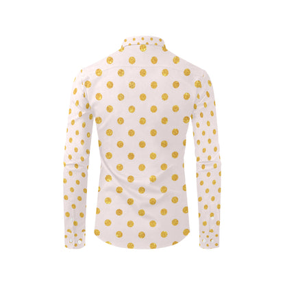 Polka Dot Gold Pink Pattern Print Design 01 Men's Long Sleeve Shirt