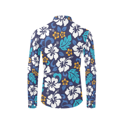 Hibiscus Pattern Print Design HB030 Men's Long Sleeve Shirt