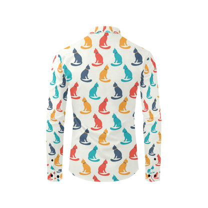 Cat Pattern Print Design 03 Men's Long Sleeve Shirt