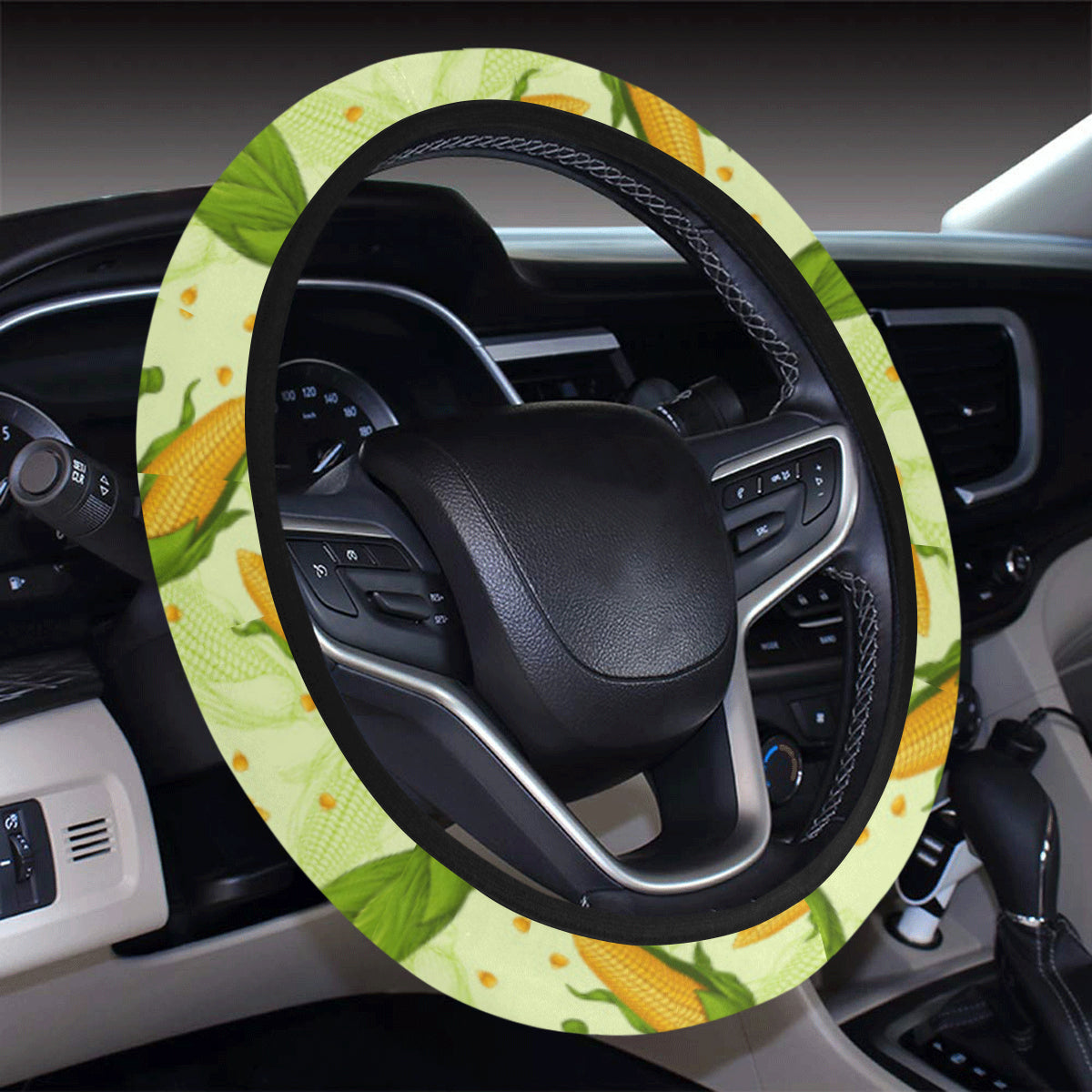 Agricultural Fresh Corn cob Print Pattern Steering Wheel Cover with Elastic Edge