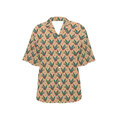 Old School Tattoo Swallow Design Women's Hawaiian Shirt