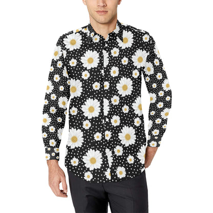 Daisy Pattern Print Design DS02 Men's Long Sleeve Shirt