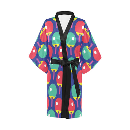 Ping Pong Pattern Print Design A03 Women's Short Kimono