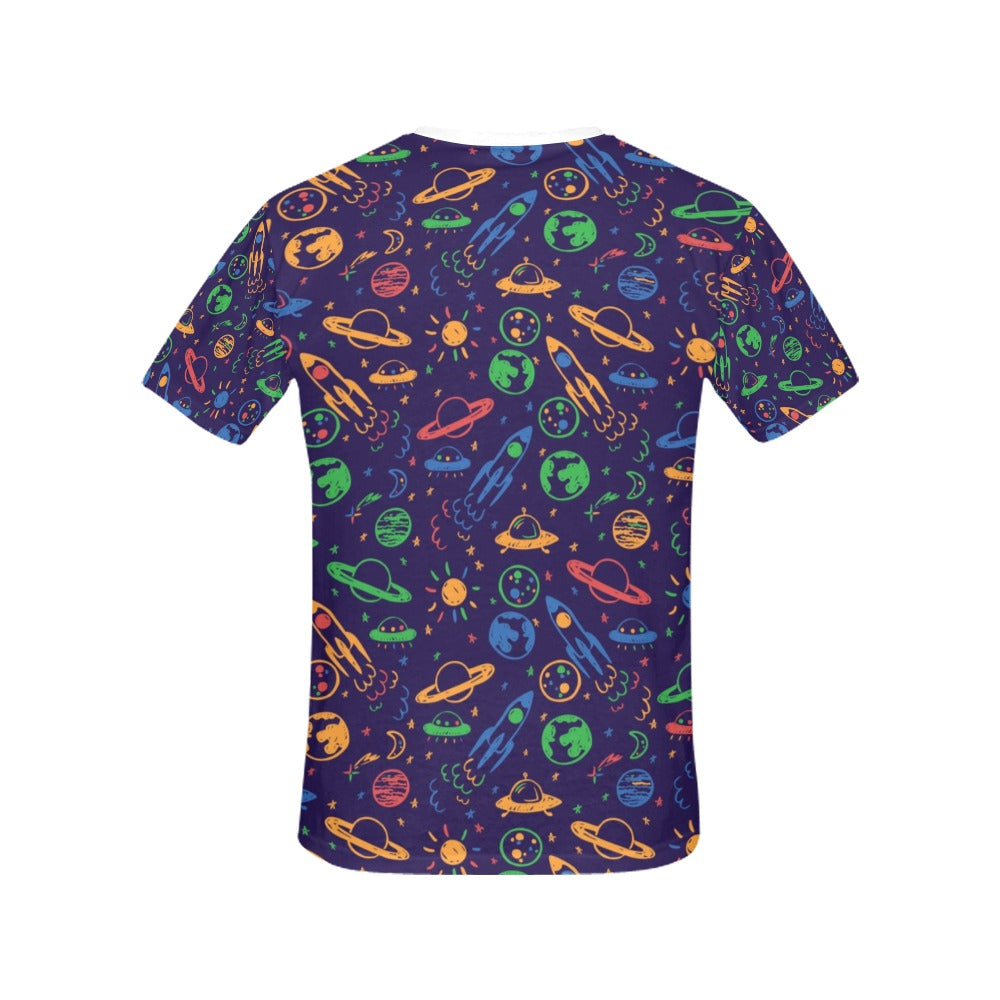 UFO Space Rocket Print Design LKS302 Women's  T-shirt