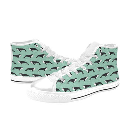 Whale Print Design LKS307 High Top Women's White Shoes