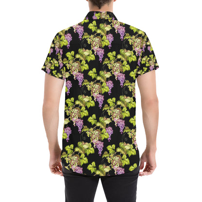 Grape Pattern Print Design GP04 Men's Short Sleeve Button Up Shirt