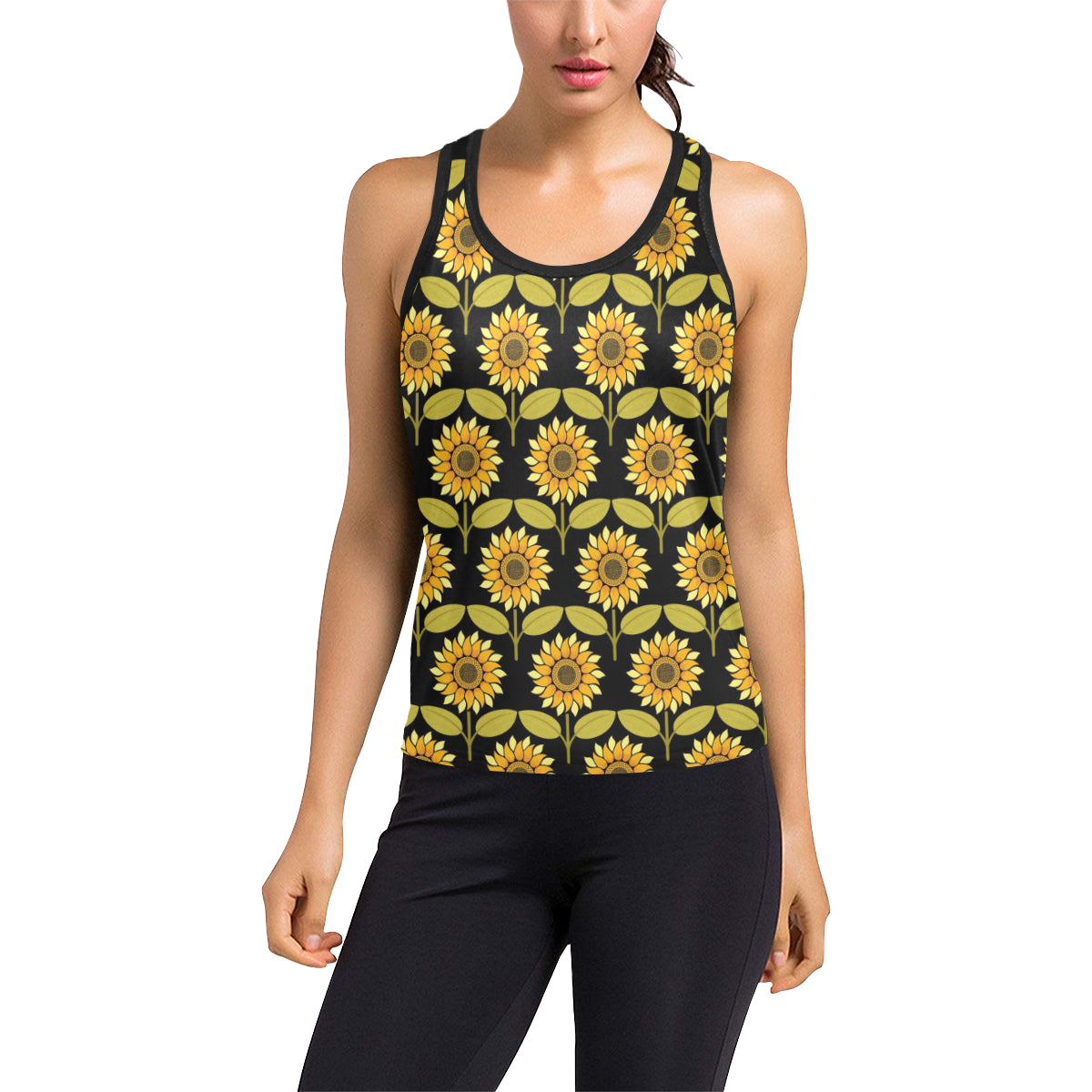 Sunflower Pattern Print Design SF015 Women's Racerback Tank Top
