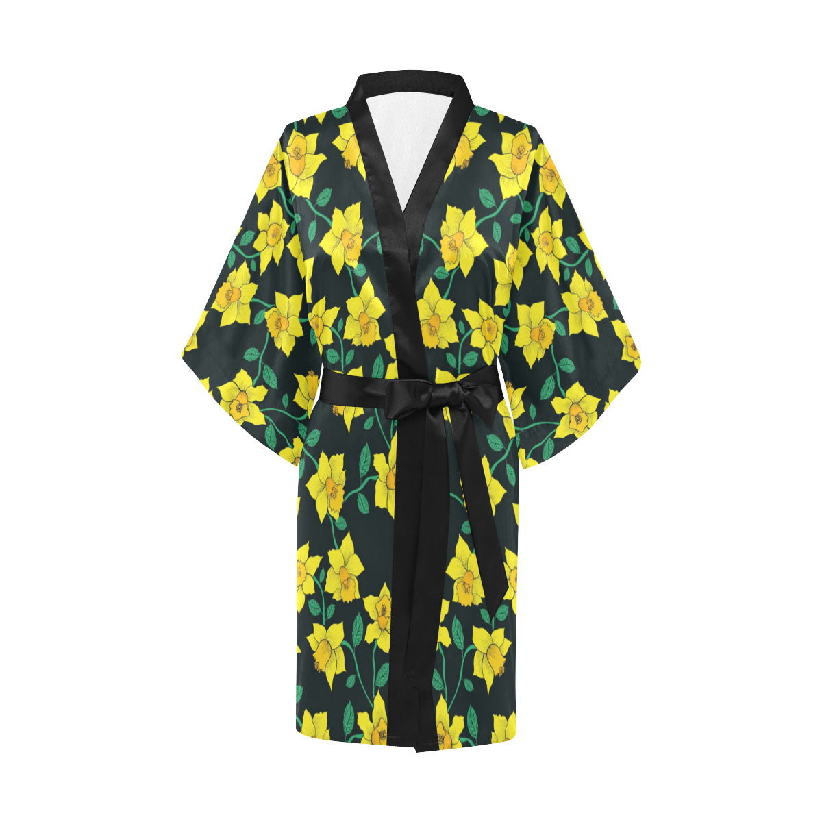Daffodils Pattern Print Design DF03 Women's Short Kimono