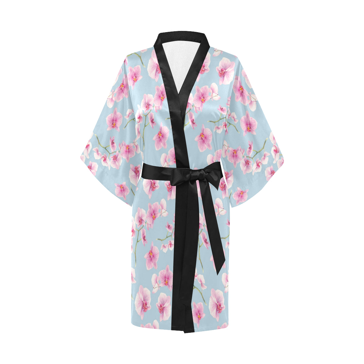 Orchid Pattern Print Design A01 Women's Short Kimono