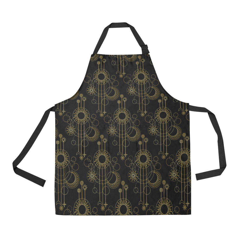 Moon Boho Style Pattern Print Design 01 Apron with Pocket