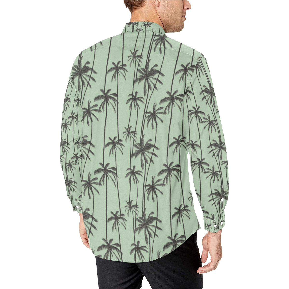 Palm Tree Pattern Print Design A04 Men's Long Sleeve Shirt