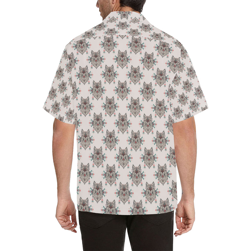 Aztec Wolf Pattern Print Design 01 Men's Hawaiian Shirt