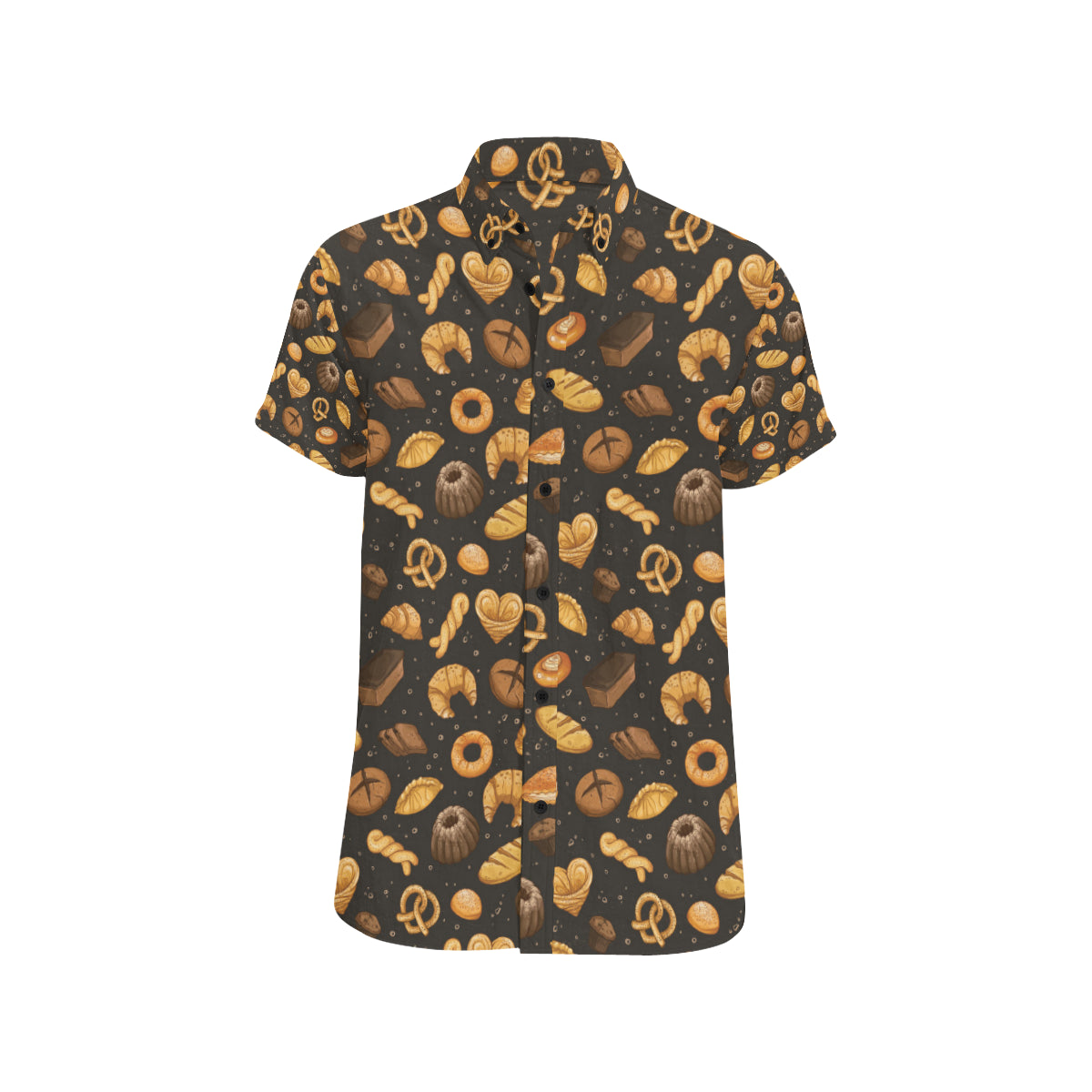 Bread Pattern Print Design 05 Men's Short Sleeve Button Up Shirt