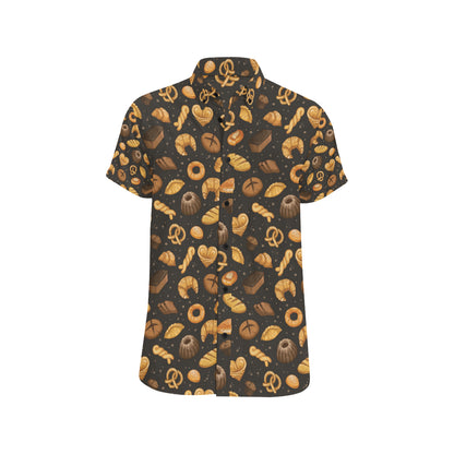 Bread Pattern Print Design 05 Men's Short Sleeve Button Up Shirt