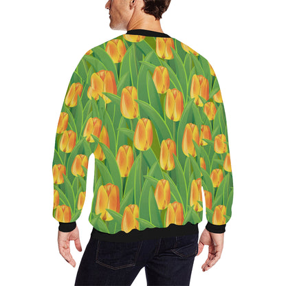 Tulip Orange Pattern Print Design TP07 Men Long Sleeve Sweatshirt