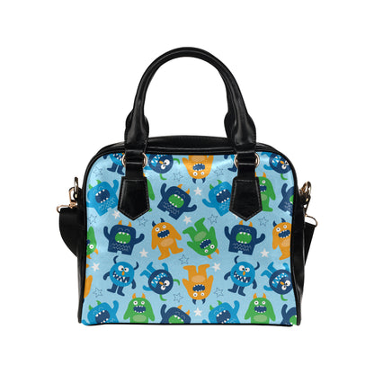 Monster Cartoon Pattern Print Design 04 Shoulder Handbag