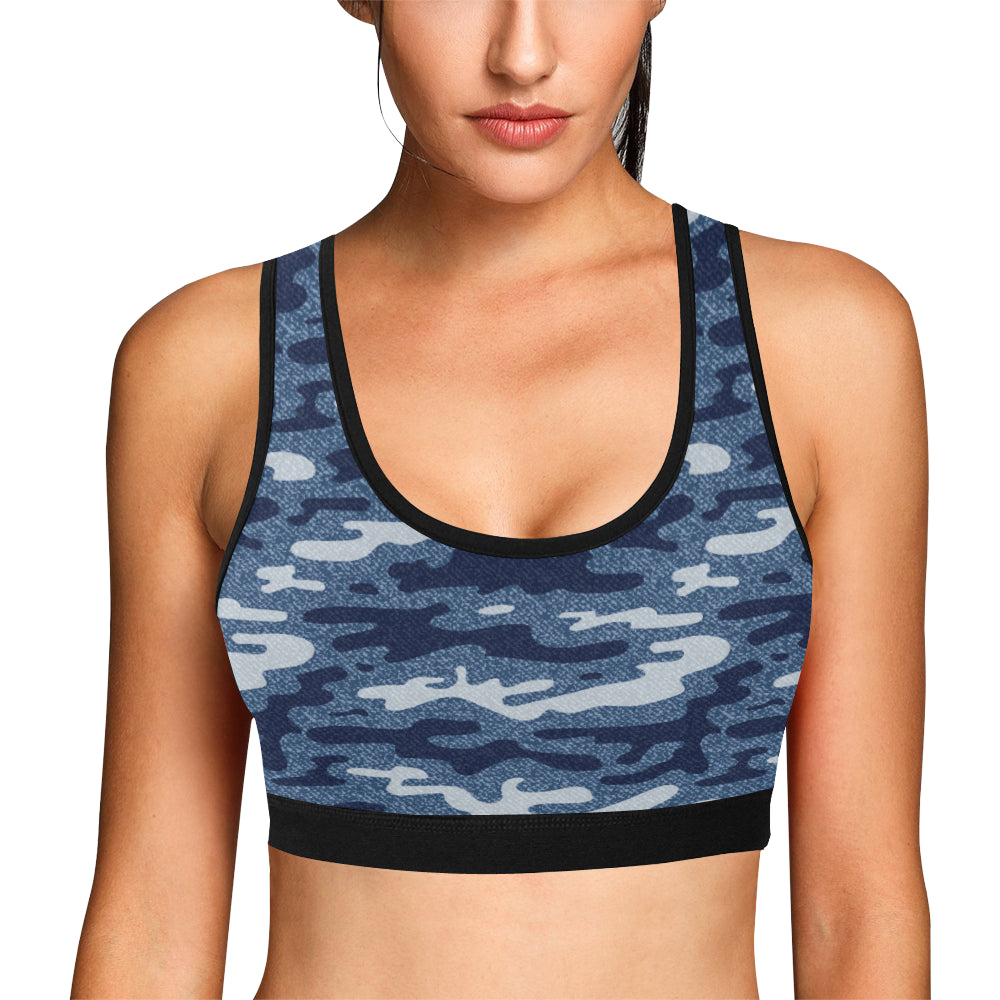 Jean Camouflage Pattern Print Design 05 Sports Bra