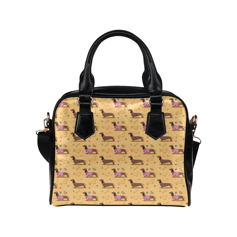 Dachshund Pattern Print Design 07 Shoulder Handbag