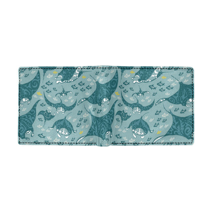 Manta Ray Tribal Pattern Print Design 03 Men's ID Card Wallet
