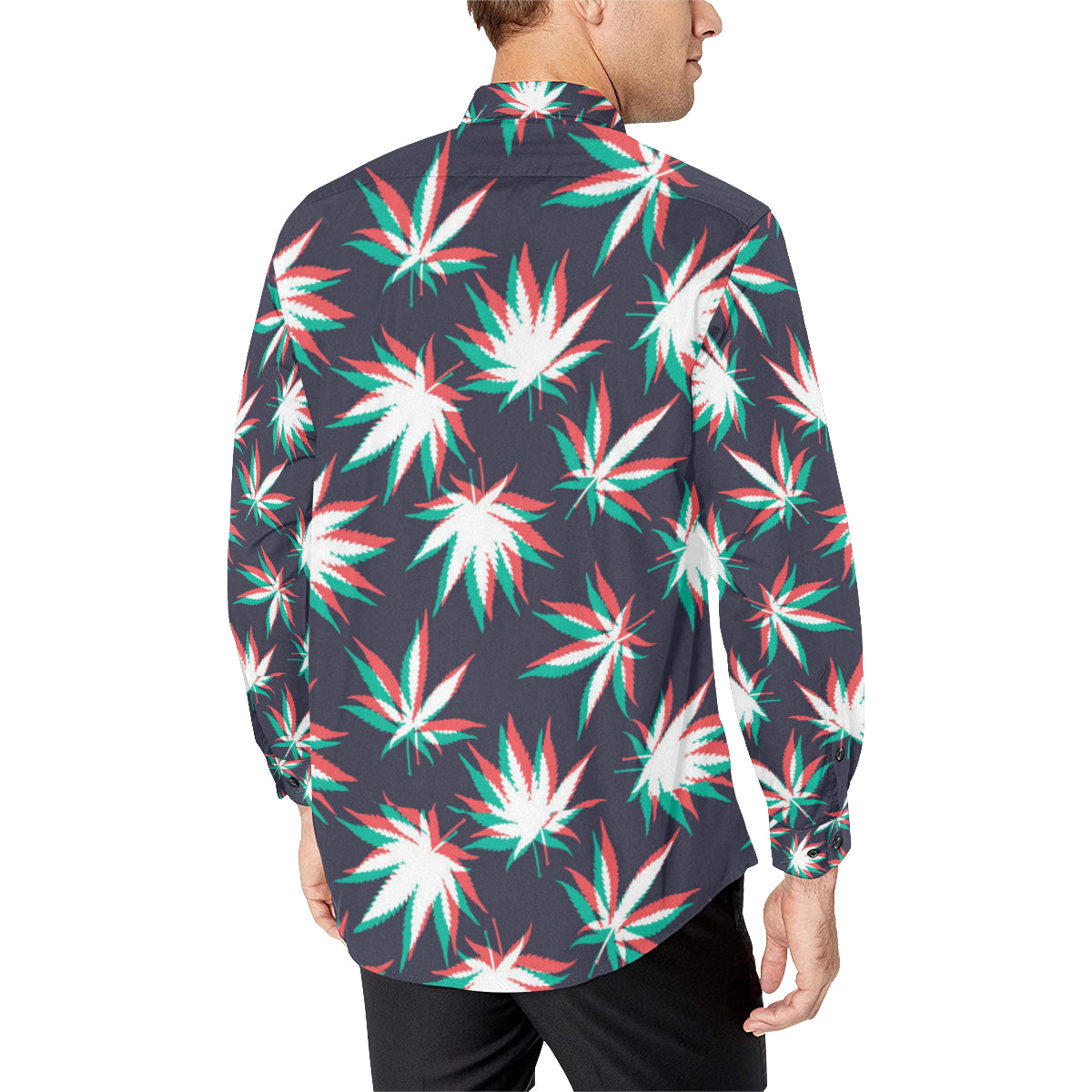 Pot Leaf Pattern Print Design A01 Men's Long Sleeve Shirt