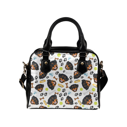 Rottweiler Pattern Print Design A04 Shoulder Handbag