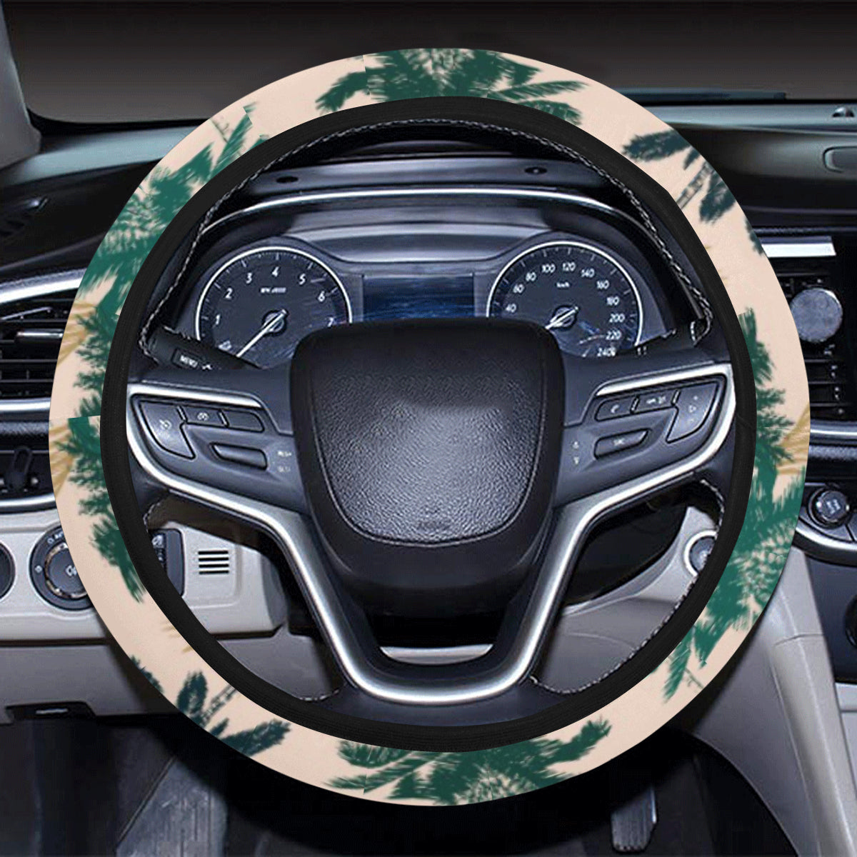 Palm Tree Pattern Print Design PT014 Steering Wheel Cover with Elastic Edge